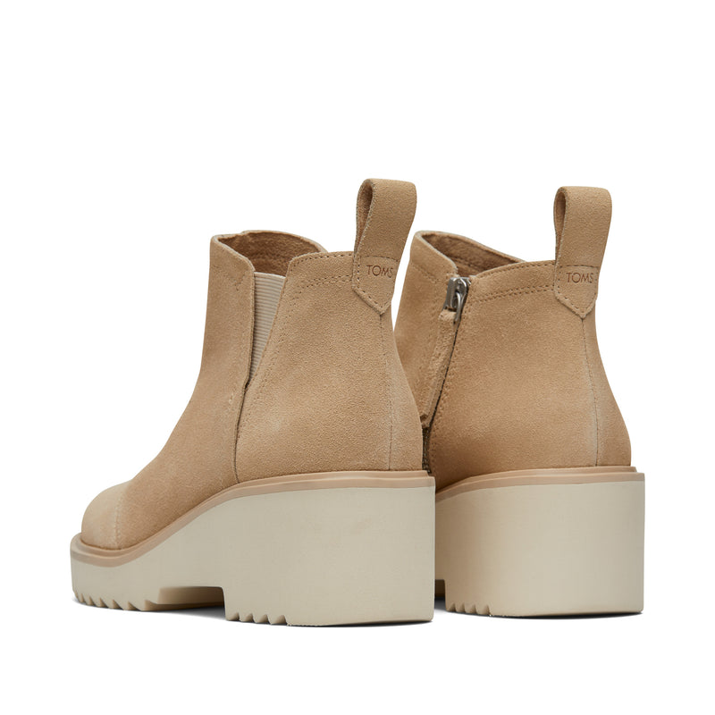 Maude Wedge Boot Oatmeal Suede - Back View Maude Wedge Boot Oatmeal Suede - Back View