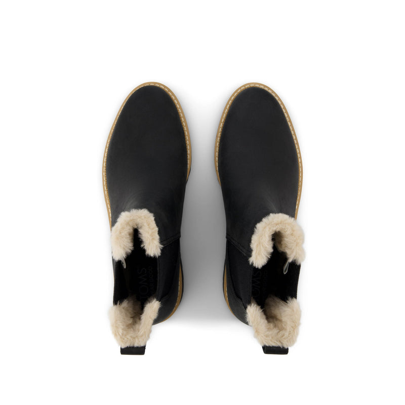 Bennet Boot Water Resistant Black Leather Faux Fur - Top View