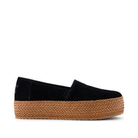Valencia Platform Espadrille Black Suede - Side View