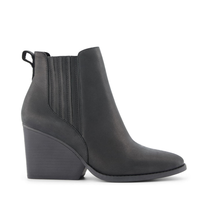Noa Ankle Boot All Black Leather - Side View