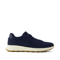 TRVL LITE Cabrillo Sneaker Water Repellent Navy Perforated Suede - Side View