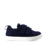 Cruz Double Strap Toddler Sneaker Navy Heritage Canvas - Side View