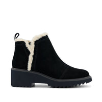 Maude Wedge Boot Black Suede Faux Fur - Side View