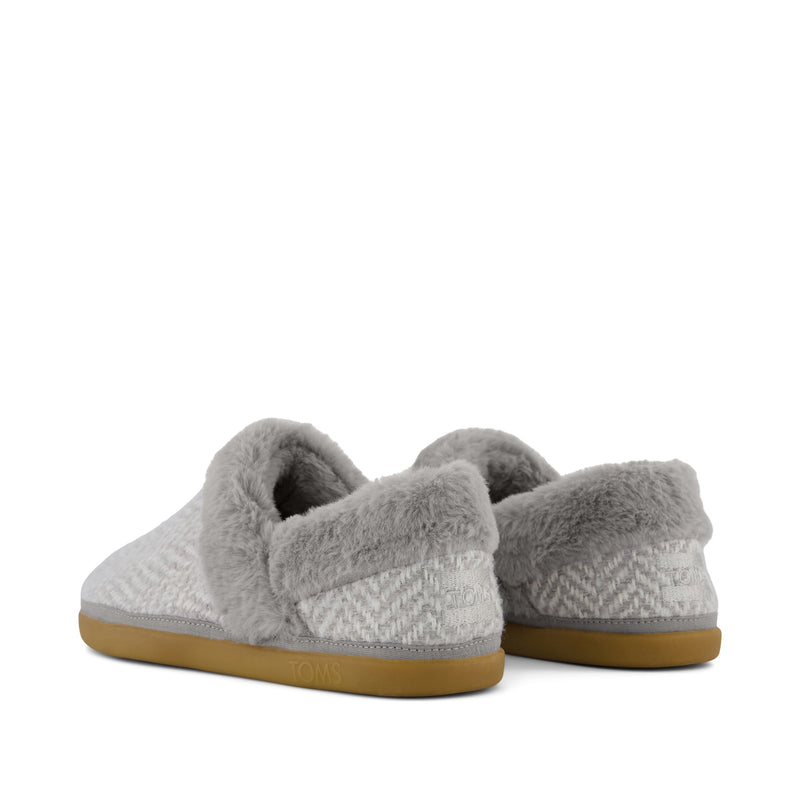 Oslo Convertible Slipper Drizzle Grey Herringbone - Back View Oslo Convertible Slipper Drizzle Grey Herringbone - Back View
