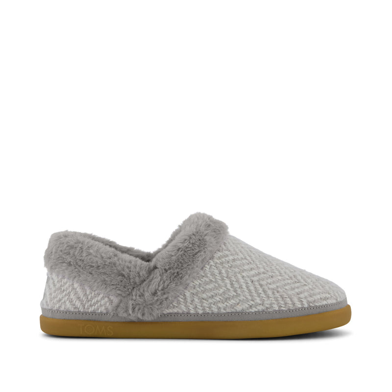 Oslo Convertible Slipper Drizzle Grey Herringbone - Side View