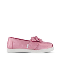 Alpargata Classic Kids Shoe Rose Pink Metallic Twill with Bow - Side View