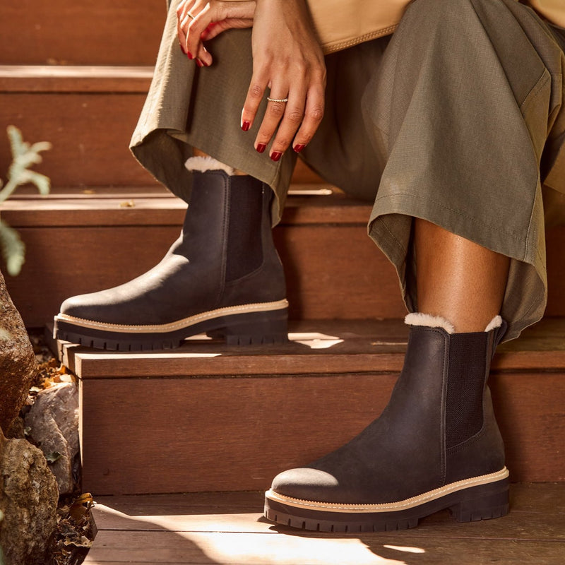 Bennet Boot Water Resistant Black Leather Faux Fur