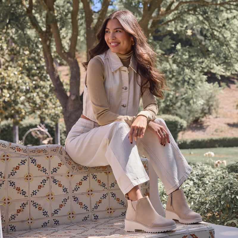 Maude Wedge Boot Oatmeal Suede Maude Wedge Boot Oatmeal Suede